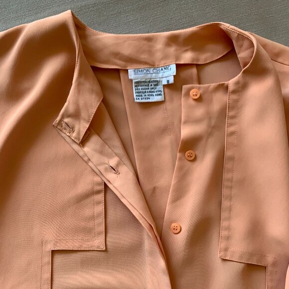 Vintage Peach Long Sleeve Blouse Western Coastal Grandma Academia Romantic Boho - Picture 6 of 11